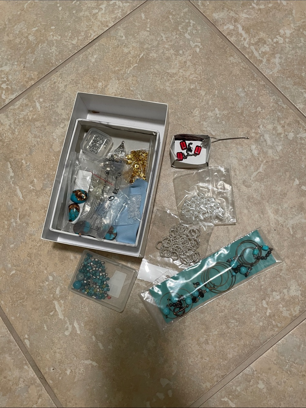 🖤5/$25 Turquoise and Silver Mixed Jewelry Accessories beads craft supplies
